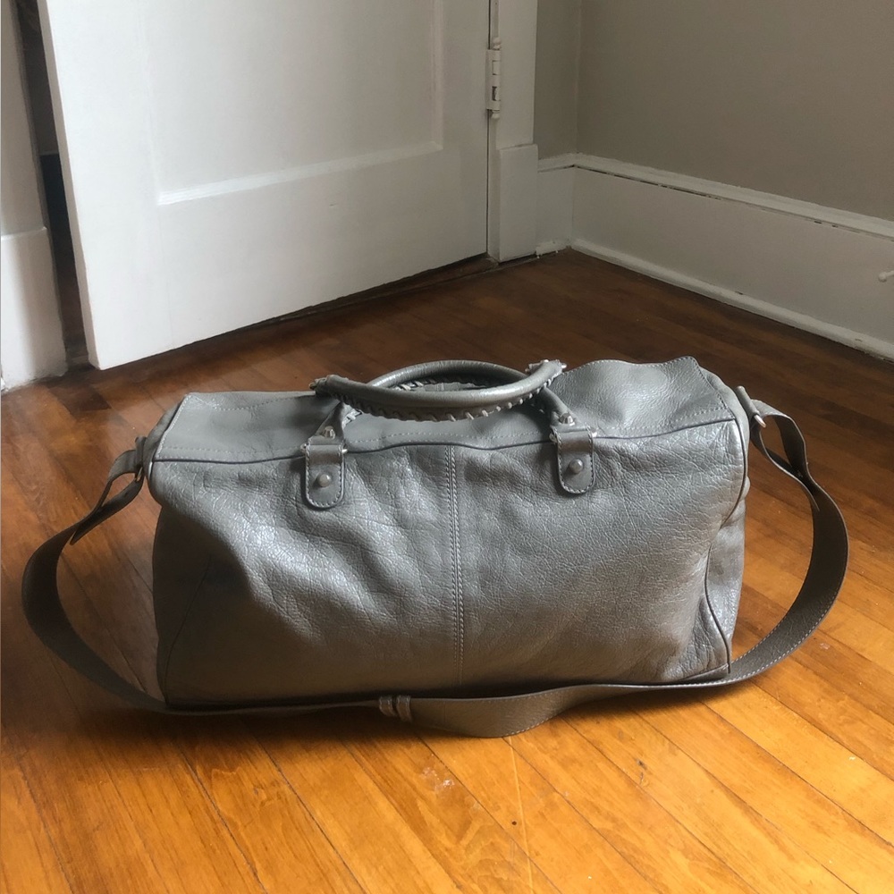 Balenciaga Grey Leather Motocross Duffle Bag - Picture 2 of 9